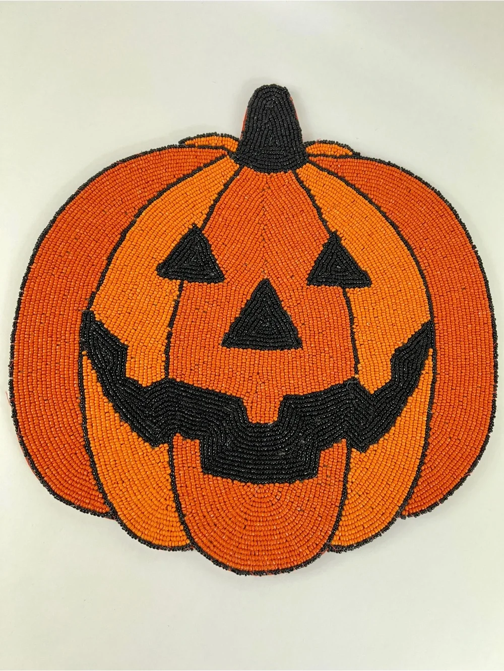 Christian Siriano Halloween Jack-O'-Lantern Beaded Placemats Orange Black 2 NEW